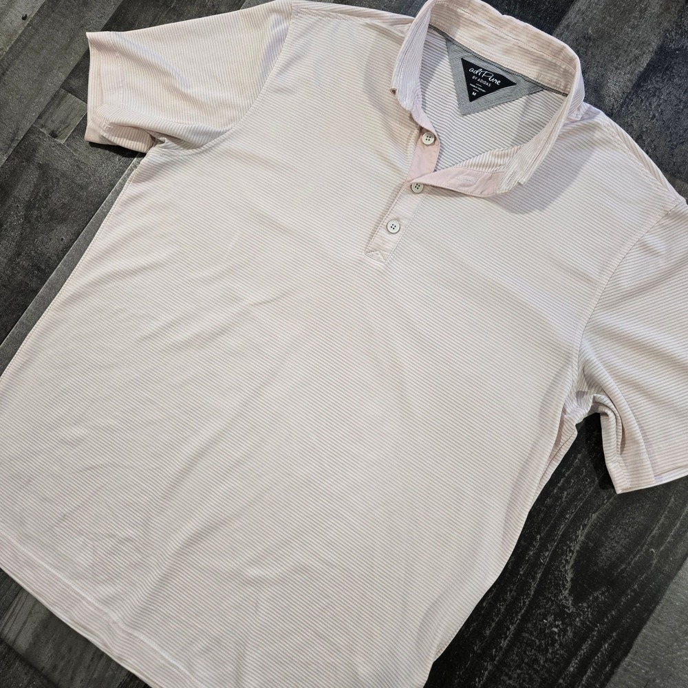 Adidas adiPure Premium Men's Polo Shirt Medium White Pink Micro Stripe Golf
